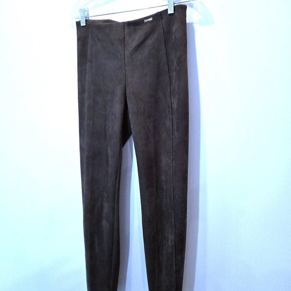 NWOT Tahari Faux Suede Front Seam Deep Forest Green Pull-on Pants Size S - Picture 1 of 4